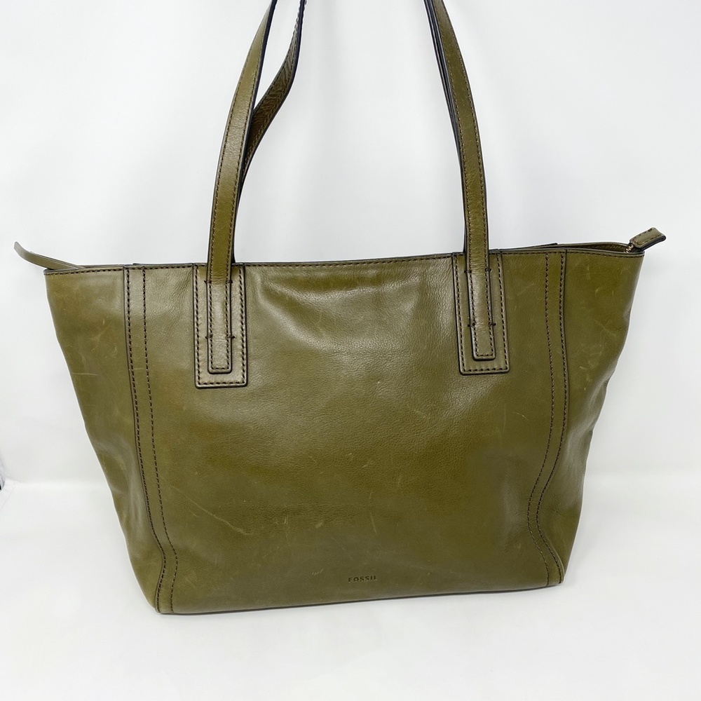 Fossil Emma Olive Leather Tote Bag